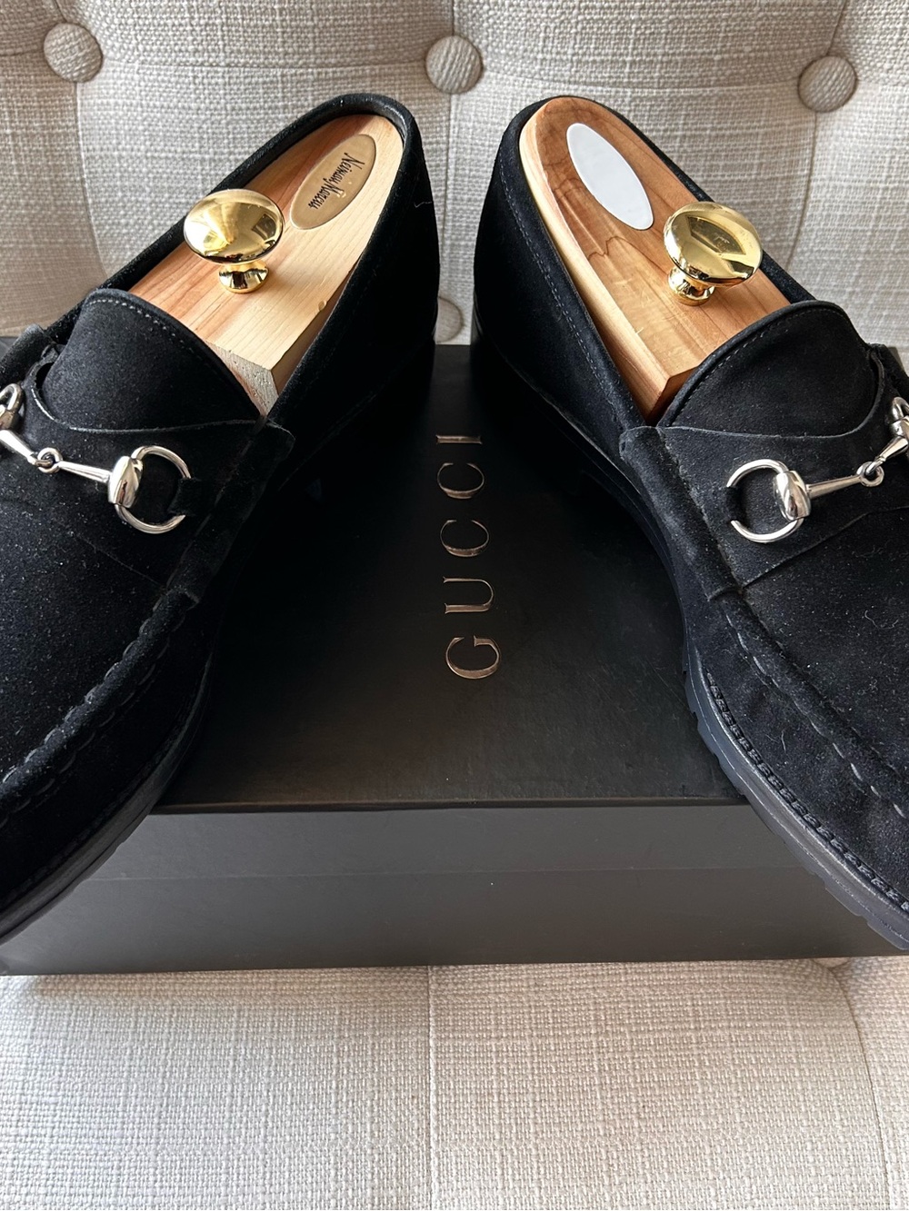 Gucci Black Men's Suede Bit Loafers - size 11.5
Very good condition. Clean. - Picture 2 of 7